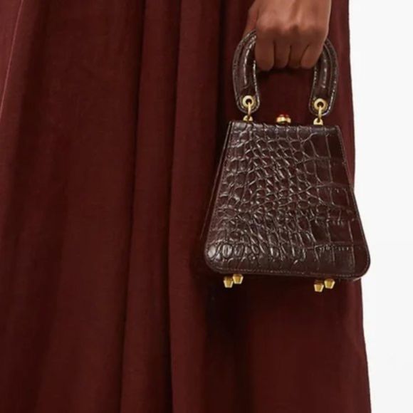 STAUD Handbags - NWT | STAUD | Kenny Croc-Embossed Leather Bag in Brown